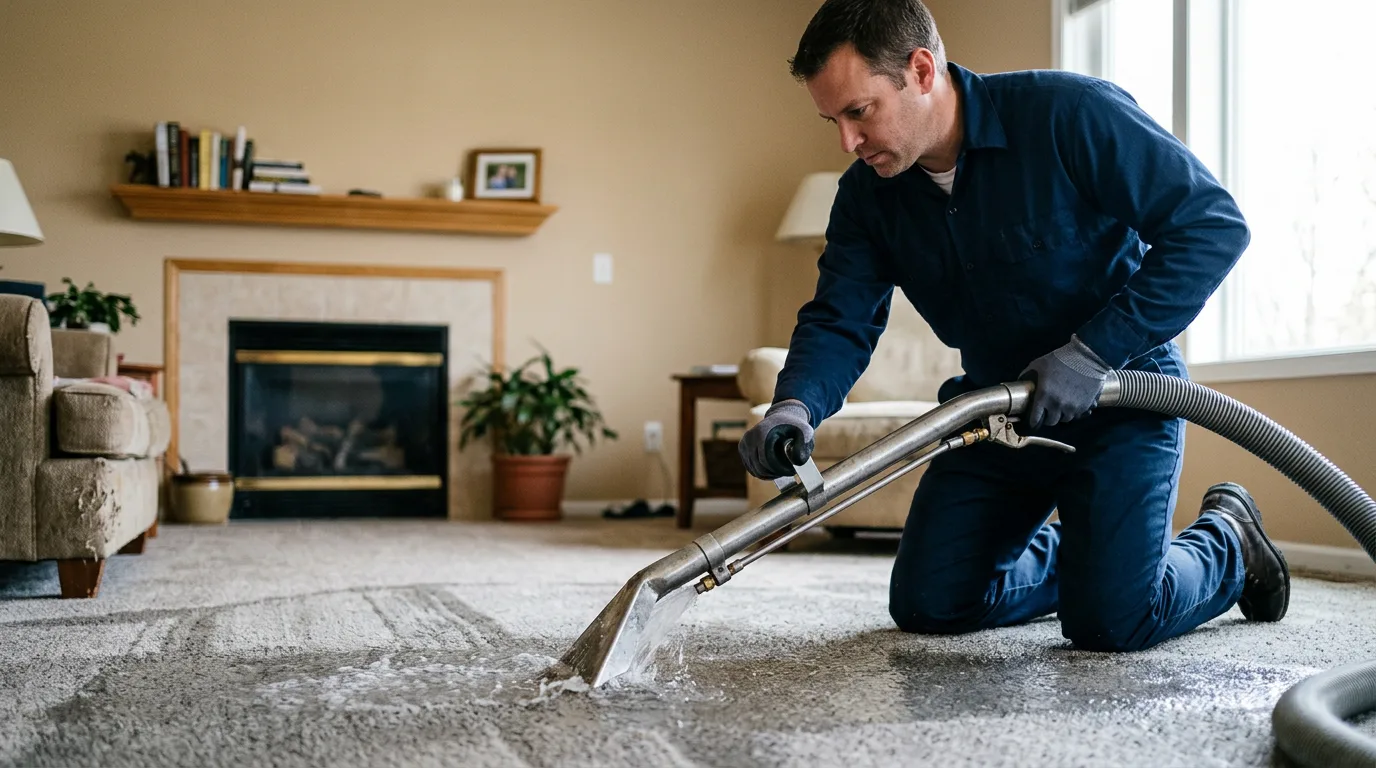 Water damage restoration technician working near Ackerman, MS